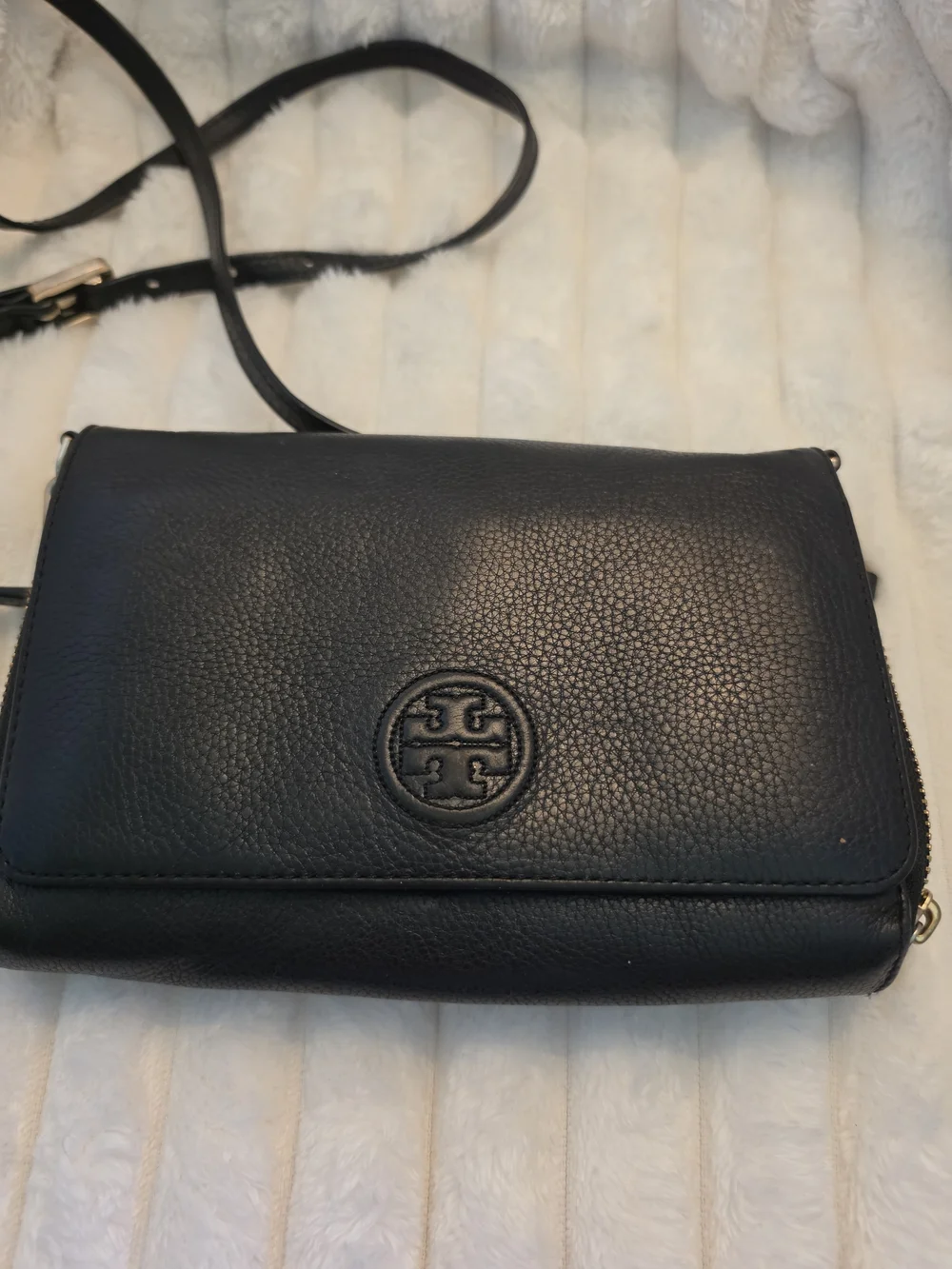 Tory Burch Black Pebbled Leather Crossbody Bag